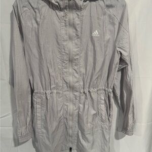 Adidas Light Gray Windbreaker Jacket Women’s Small Training Woven